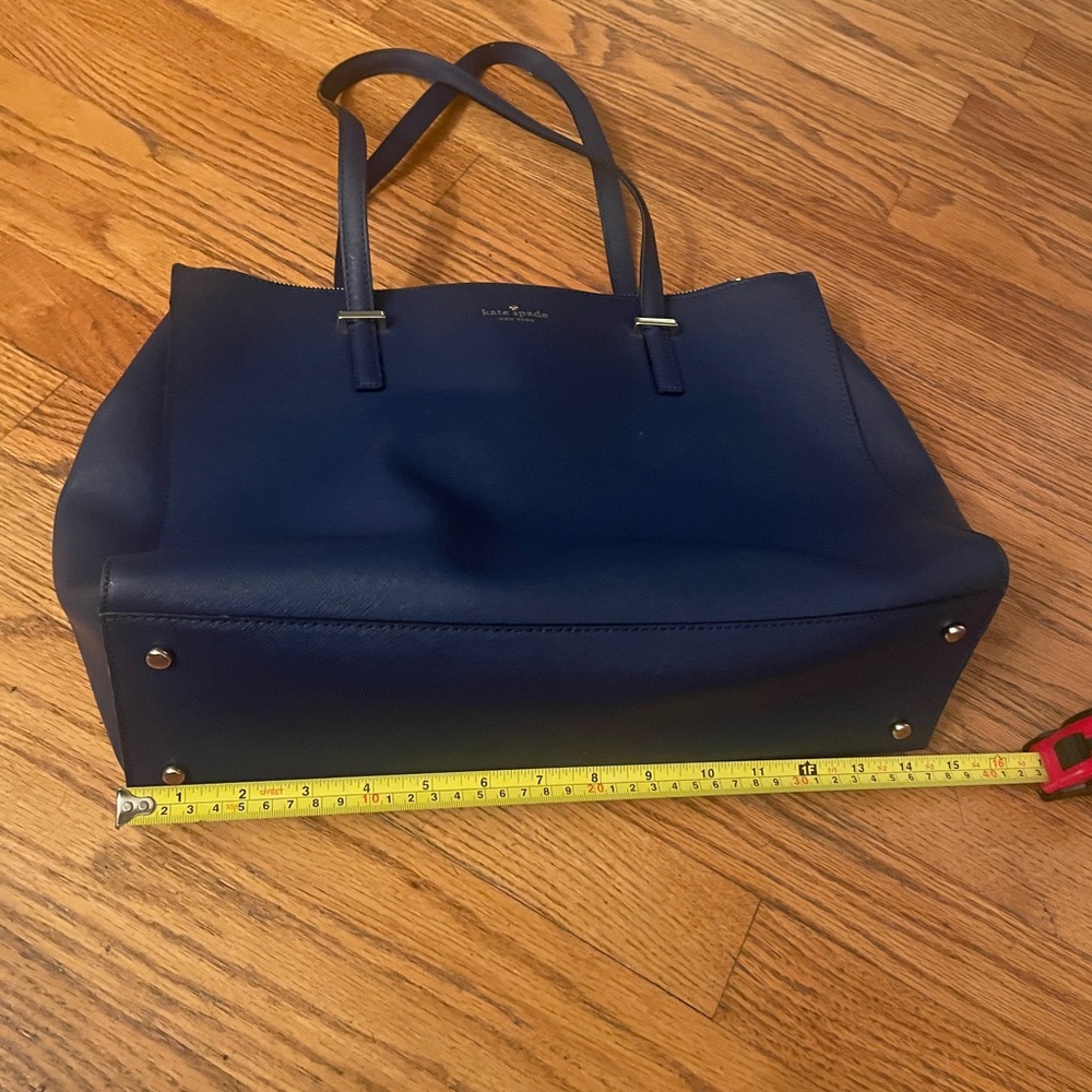 Kate Spade Navy Blue Leather Tote - Picture 6 of 8